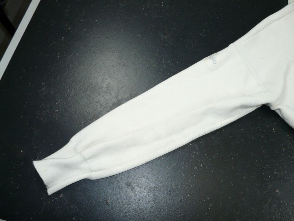 ALO Scholar Knit Cropped Full Zip Jacket Ivory Women's Small Foldable Collar - Picture 10 of 16